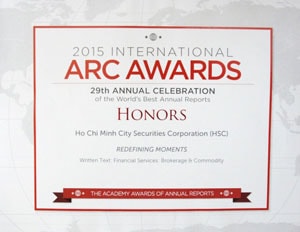 TCBC: Cú 'đúp' giải thưởng Báo cáo thường niên 2014 cho HSC