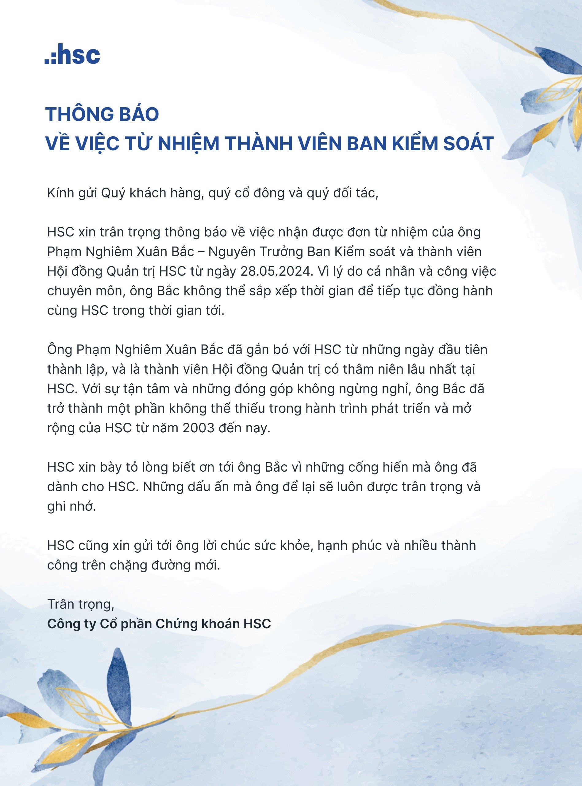 Thông báo từ nhiệm